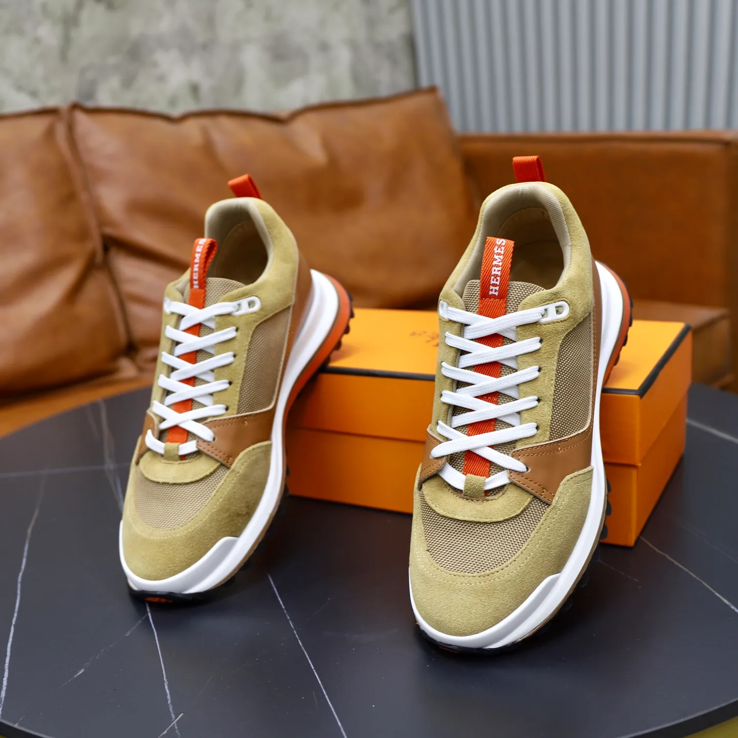 Men's shoes: 462💰🎬【Hermès】Official website synchronization Counter quality French Paris catwalk style Simple and classic Imported original fabric Original outsole Size (size): 38-44